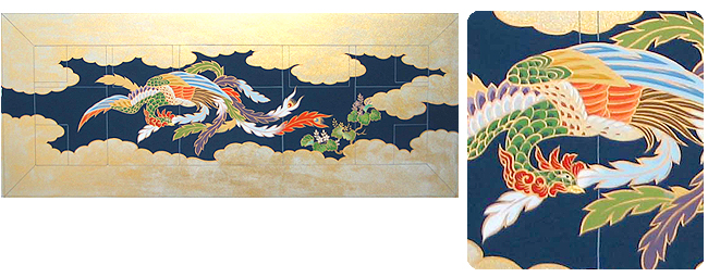 金襴 五条 刺繍織 冬用 「雲に桐 鳳凰」
